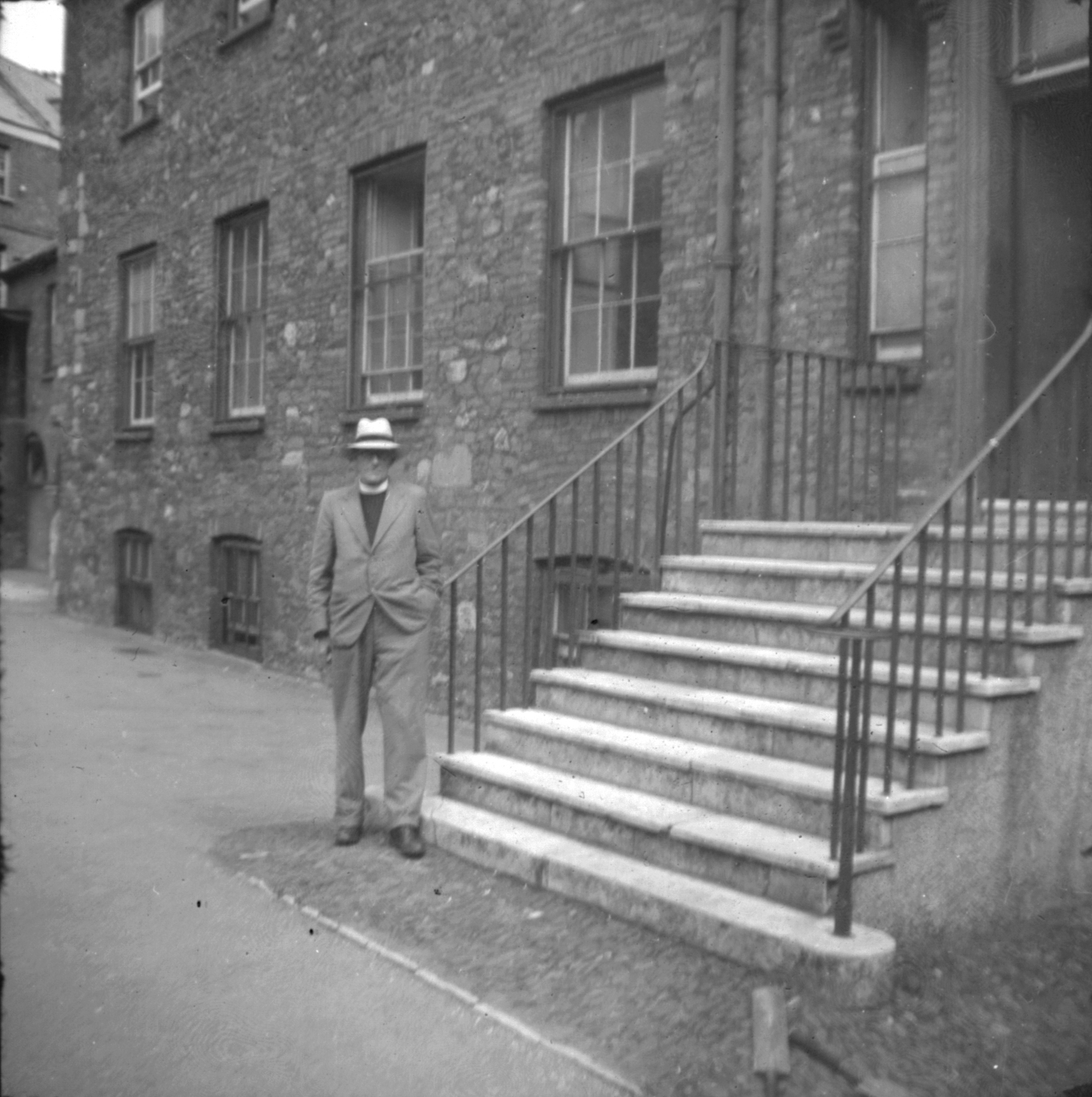 R.W.B. Langhorne at foot of the choristers' school steps. August 1941.