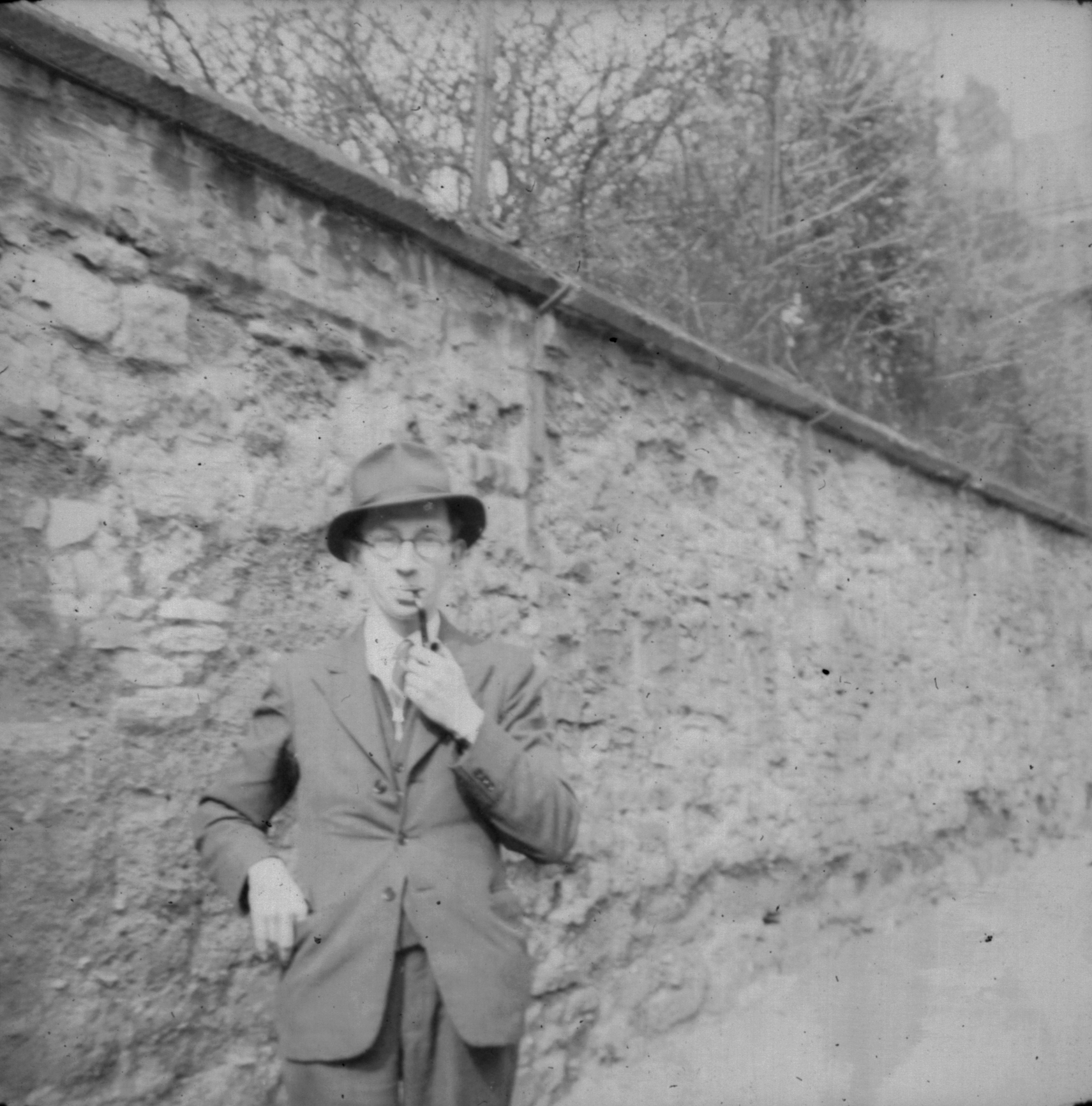 Keith Gibb in playground, Exeter. Mar[ch]. 1942.