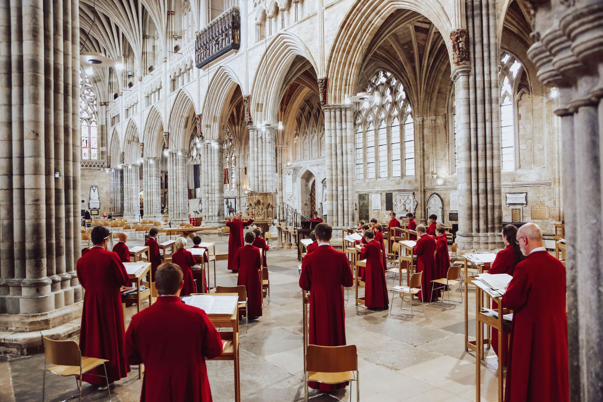 Evensong rehearsal under Covid regulations