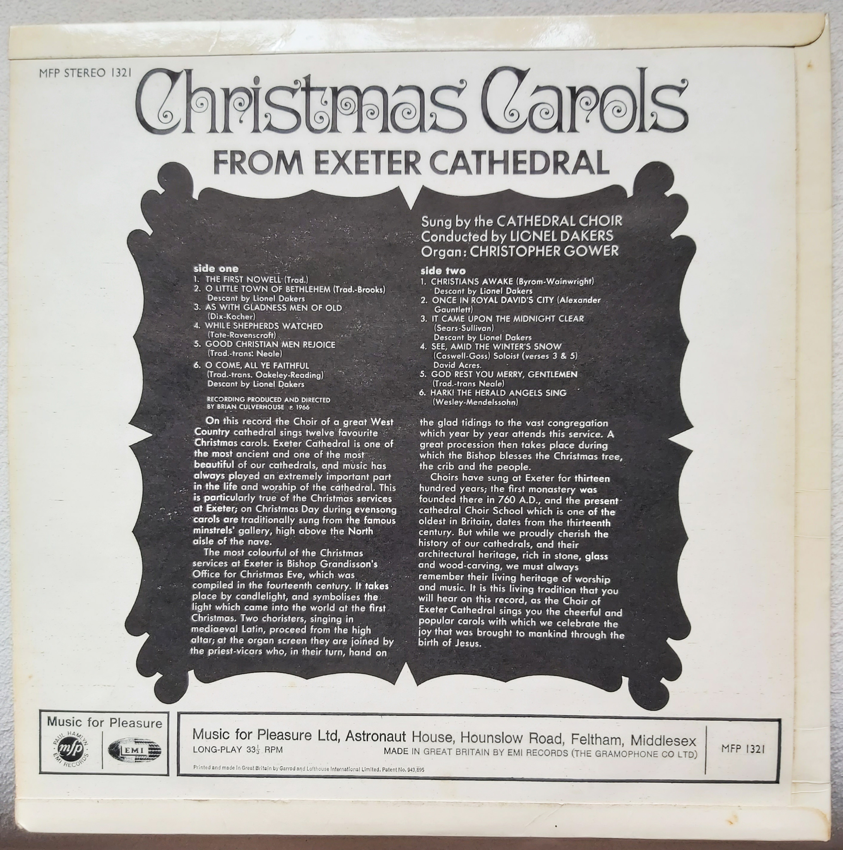 Exeter Cathedral Choir - Christmas Carols - 1966
