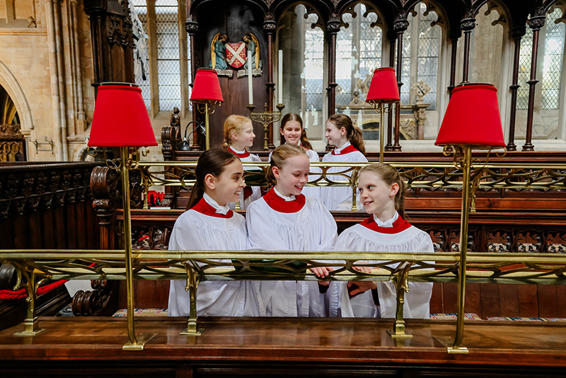 Girl choristers at Exeter Cathedral. Photo by Emma Solley